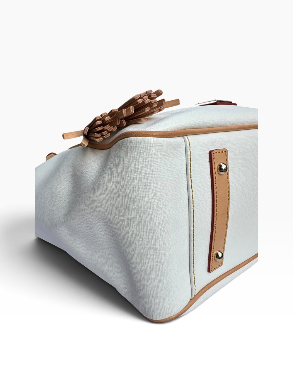 Dooney & Bourke Maddie Shoulder Bag with Tassel. White Saffiano Leather - Picture 6 of 16